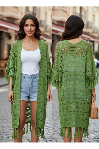 AGORATEKSTİL Women's Knitted Long Cardigan 100cm