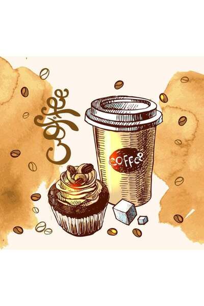 urbantrands لوحة جدارية متعددة الألوان بتصميم رسمة قهوة، مقاس 33 × 33 سم