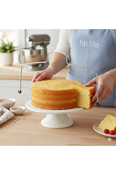 HB LİFE Paslanmaz Çelik Ayarlanabilir Katlı Kek Ve Pasta Dilimleme Teli - Pan...