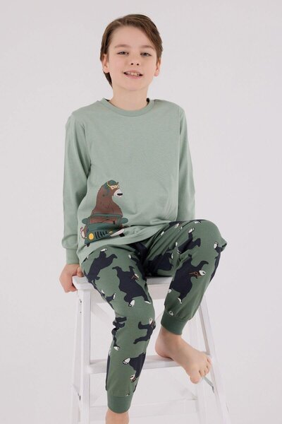 ROLY POLY Rolypoly Boy's Little Bear Long Sleeve Pajama Set Green
