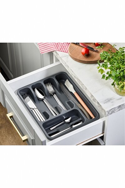 Evalins 6 Bölmeli Çekmece İçi Kaşıklık, Plastik Çatal Bıçak Organizeri, Mutfa...