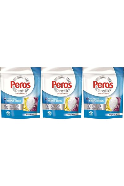 Peros Pratik Matik Çamaşır Deterjanı Kapsülü - Tableti 78 Adet Beyazlar (3PK*26)