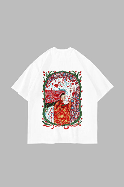 Bak Moda Ancient Power Printed Oversized Unisex White Tshirt