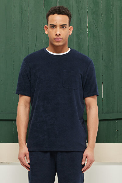 ALTINYILDIZ CLASSICS Тъмносиня тениска без яка 4A4823200071