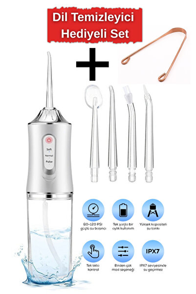 SARAVİTA Şarjlı Ağız Duşu ve Diş Arası Temizleyici- Dil Temizleyici Hediyeli ...