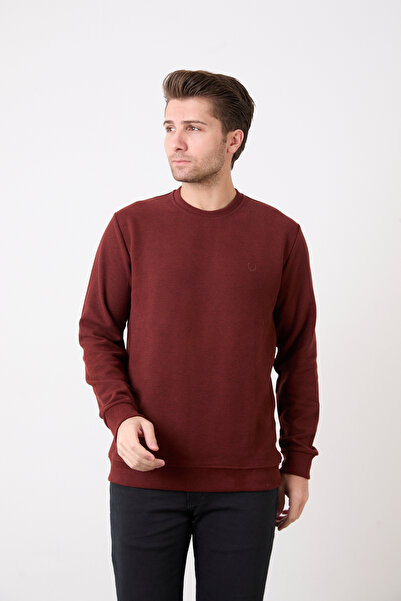 Erkek Basic Bisiklet Yaka Düz Renk Sweatshirt