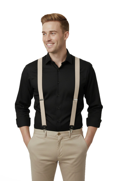 DeepSEA Unisex Stone Leather Stretchable Elastic Adjustable Metal Clip Trouse...