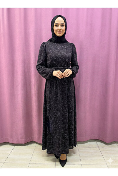 SİBELGİYİM TAŞLI BÜRÜMÇÜK KUMAŞ ŞIK ELBİSE