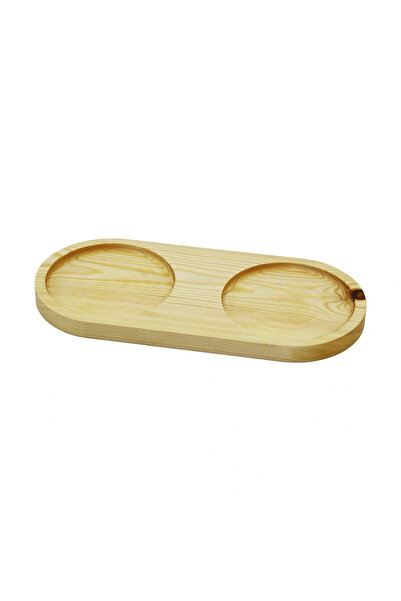 shopwave 2 Compartments - Oval Light Color=Plain Wooden Oil Bowl with Base 27...