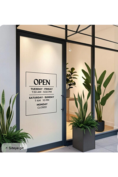 Onur Reklam Açılış Saatleri Cam Yazısı Sticker – OPEN / Working Hours Vitrin ...