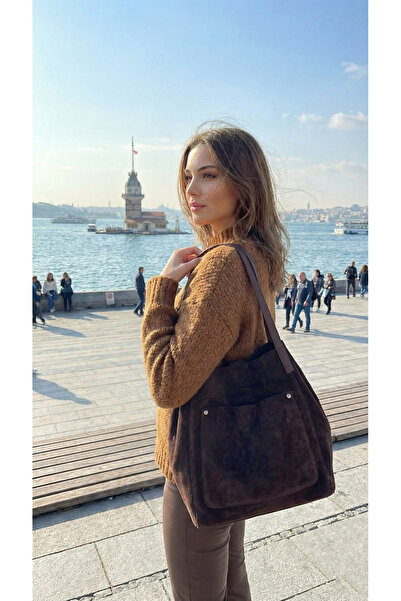 LAGRANZE Women's Genuine Suede Leather Large Volume Shoulder Bag – with Makeu...