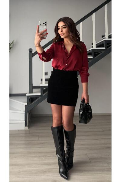 Oslove Black Suede Mini Skirt