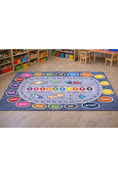 Laylay Toys Eğitici Boyama Halısı 140x190 Cm Kaymaz Taban Anaokulu Kreş Çocuk...