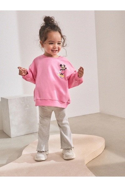 Next Baby Pink Disney Mickey Mouse and Friends Long Sleeve Top and Loose Wide...