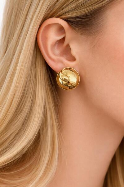 New Obsessions Gold Steel Stud Earrings