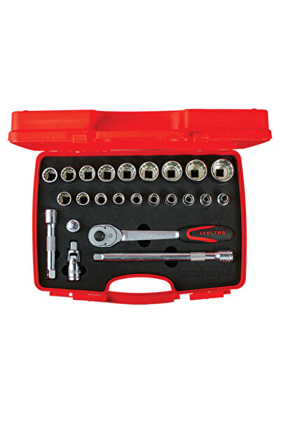İzeltaş 1/2" On İki Köşe Lokma Anahtar Takımı 24 Parça SAE - Profesyonel İnç ...