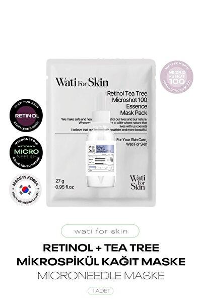 wati for skin Retinol ve Çay Ağacı Özü, Mikro Spikül İğneli Kağıt Maske Micro...