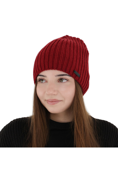 OEM Soletta women's winter hat, burgundy color, with merino wool, Universal s...
