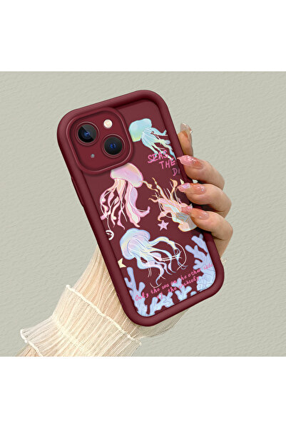 Hontinga iPhone 13 Compatible Camera Protected Medyuza Pattern Soft Silicone ...