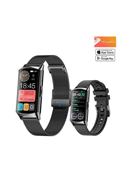 NITOPLAY Nitoplay® Smart Watch Fitness, Black, 1.58" Super AMOLED, Metal & Si...