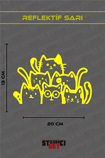 STİCKERCI BEY Six Cats Visual Motorcycle Laptop Helmet Car Sticker Decal (Foi...