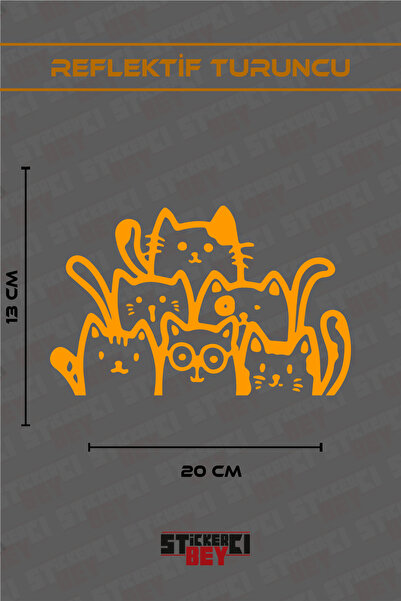 STİCKERCI BEY Six Cats Visual Motorcycle Laptop Helmet Car Sticker Decal (Foi...