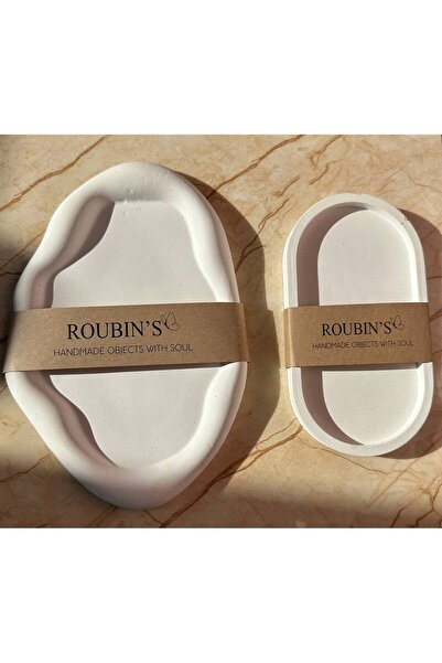 Rubin El Yapımı Dekoratif Tepsi Seti (2’li) – Beton Görünümlü