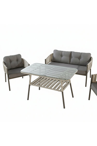Tu Tienda GALATA 2+1+1+MASA(70*120) BAHÇE BALKON MUTFAK TAKIMI,GRİ