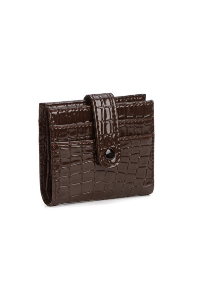 essbag Accessory Imported Crocodile Pattern Burgundy Minimal Wallet Card Holder