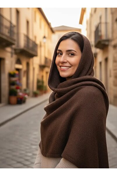 CANMODA Μαλακό καφέ σάλι που καλύπτει το κεφάλι, πλάτους 50 - 200 εκ., που δε...