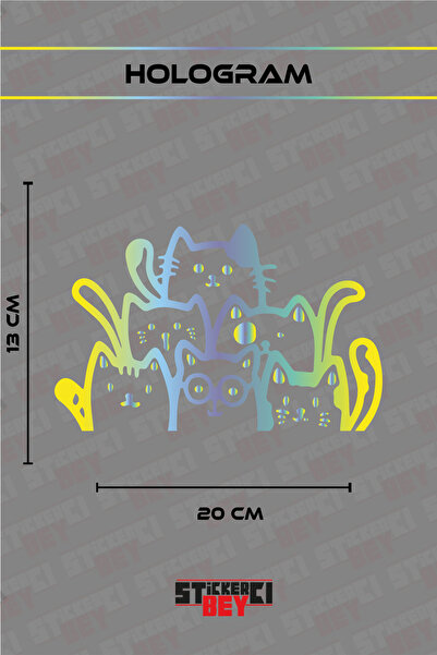 STİCKERCI BEY Six Cats Visual Motorcycle Laptop Helmet Car Sticker Decal (Foi...