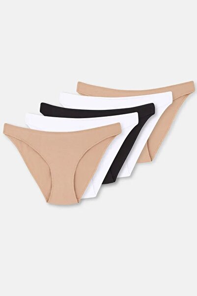 Dagi 5100 Дамски комплект от 5 безшевни бикини с ниска талия - черно, бяло и ...