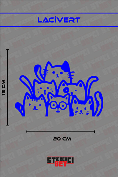 STİCKERCI BEY ملصق سيارة على شكل خوذة دراجة نارية مع صورة ستة قطط (قص بالليزر)