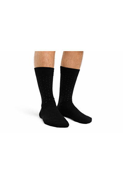 OneDay Men's black socks with a gray polka dot pattern, 3 pairs