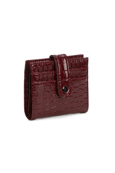 essbag Accessory Imported Crocodile Pattern Burgundy Minimal Wallet Card Holder