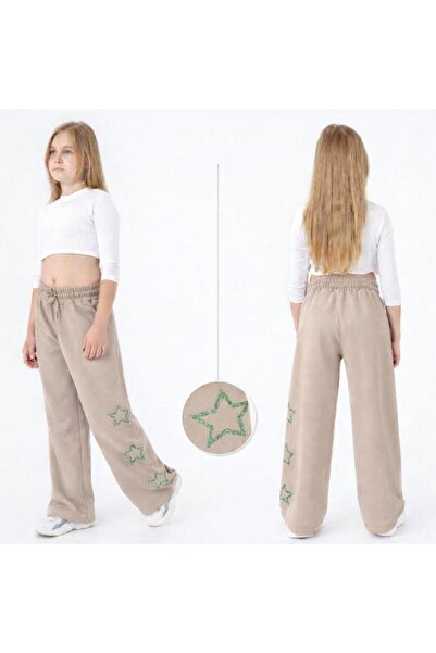 RAPAPA Pantaloni de trening pentru fete, din nurcă, cu picior larg – Detaliu ...