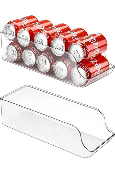 Arabest 2-Pack Can Dispenser Organizer for Refrigerator, Clear Plastic Soda H...