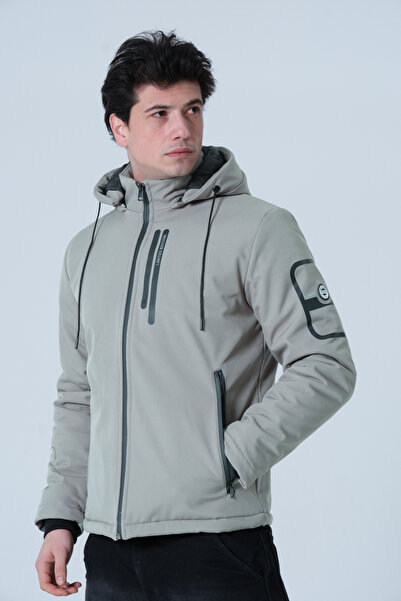 PIQUE ΑΝΔΡΙΚΟ ΠΑΛΤΟ Παλτό SoftShell με καπιτονέ επένδυση με λεπτομέρεια εκτύπ...