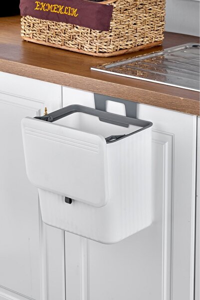 Evalins 15 Lt Tezgah Üstü ve Dolap Askılı Mutfak Çöp Kovası, Pratik Çöp Kutusu