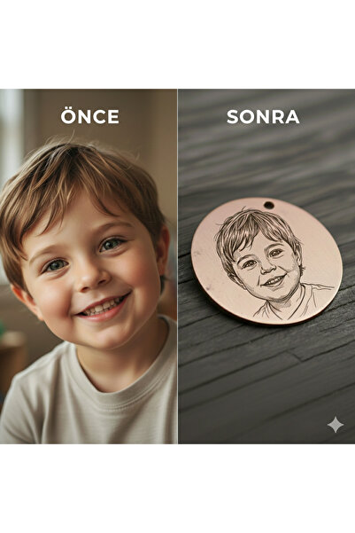 yerlikaya bakır Çocuk Özel Fotoğraflı Saf Bakır Kolye