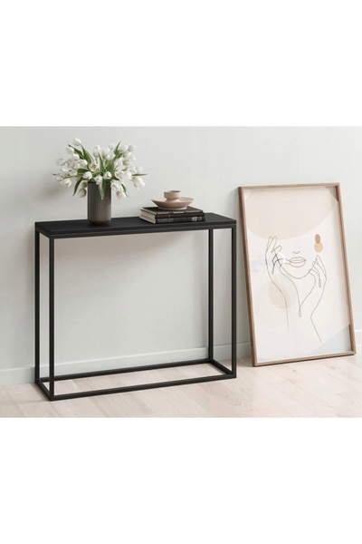 DECOLİN Metal Ayaklı Dresuar Konsol Vitrin Kahve Köşesi