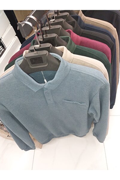Cinar erkek giyim Men's Single-Pocket Sweater with a Collar Made of Thessalon...