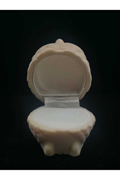 sarıyer silver Owl Model Cream Colored Velvet Ring Box Fun and Funny Gift Dec...