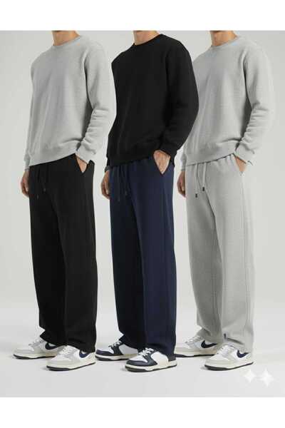 modlux 3 lü Set Siyah Gri Lacivert Fırsat Ürünü Büyük Beden Kaliteli Bol Kesi...