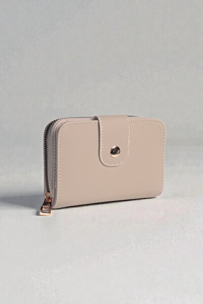 dericom Beige Zippered Snap Fastener Women's Wallet – Multi-Compartment Mini ...