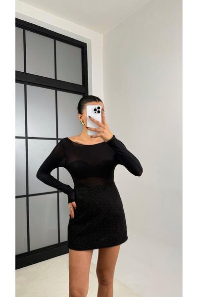 Gaus Siyah Keçeli Astarlı Etek GAUS-00222