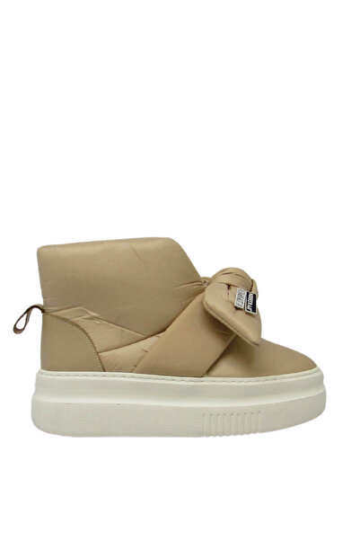 Beety Women's Bow Short Boots Beige Akyn197.Es1018