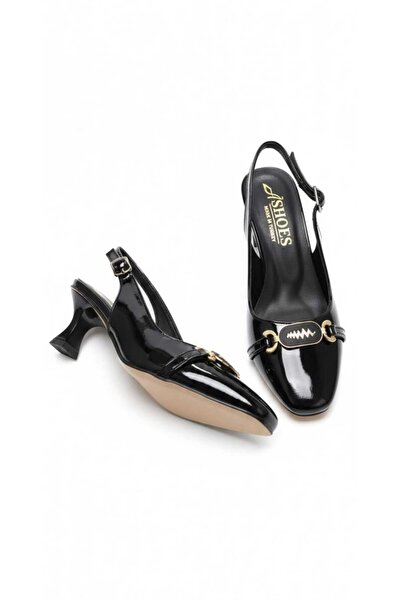 McDark Women's Black Patent Leather Thin Heeled Shoes