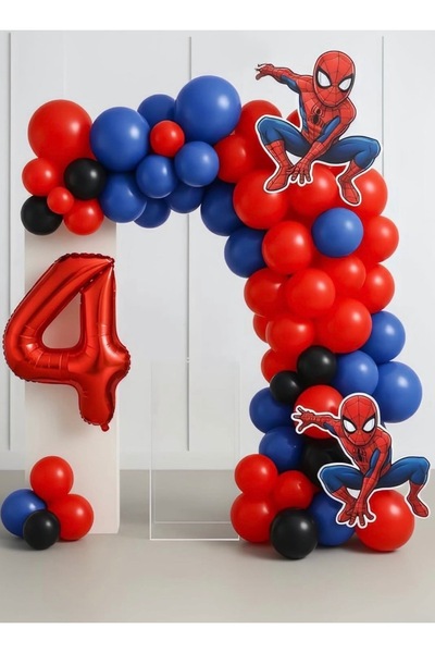 Çemrek Süs Parti Navy Blue Red Black Balloon Chain Set 100 Pieces
