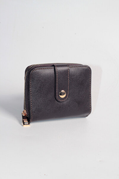 dericom Brown Gold Detailed Multi-Compartment Zippered Women's Wallet – Compa...